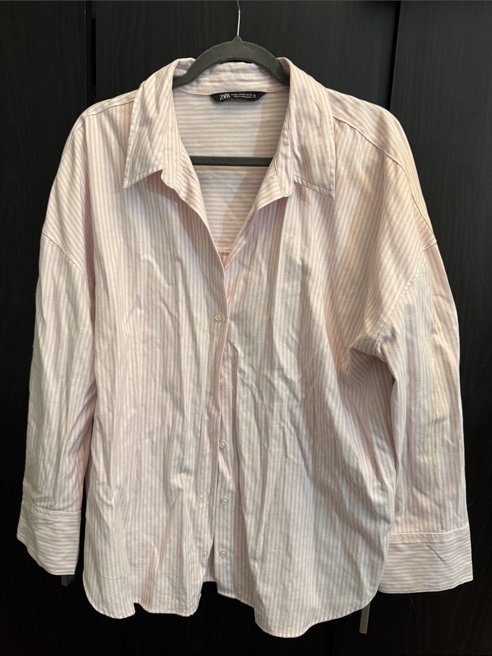 Zara Pink Striped Button-Down Shirt